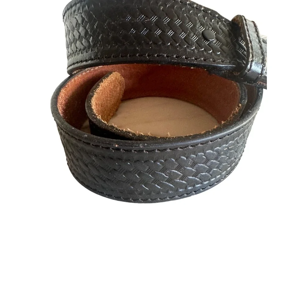 Belt Black Top Grain Cowhide Leather Basketweave Western Made in USA‎ 38
